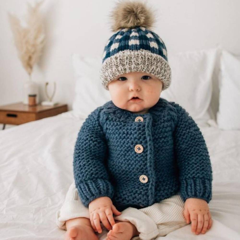 NEW HUGGALUGS baby boys knit sweater in slate blue